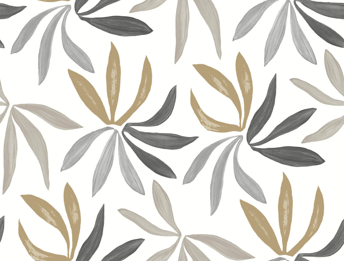 York Artisan Studio Little Garden Wallpaper Sample - Graphite & Gold