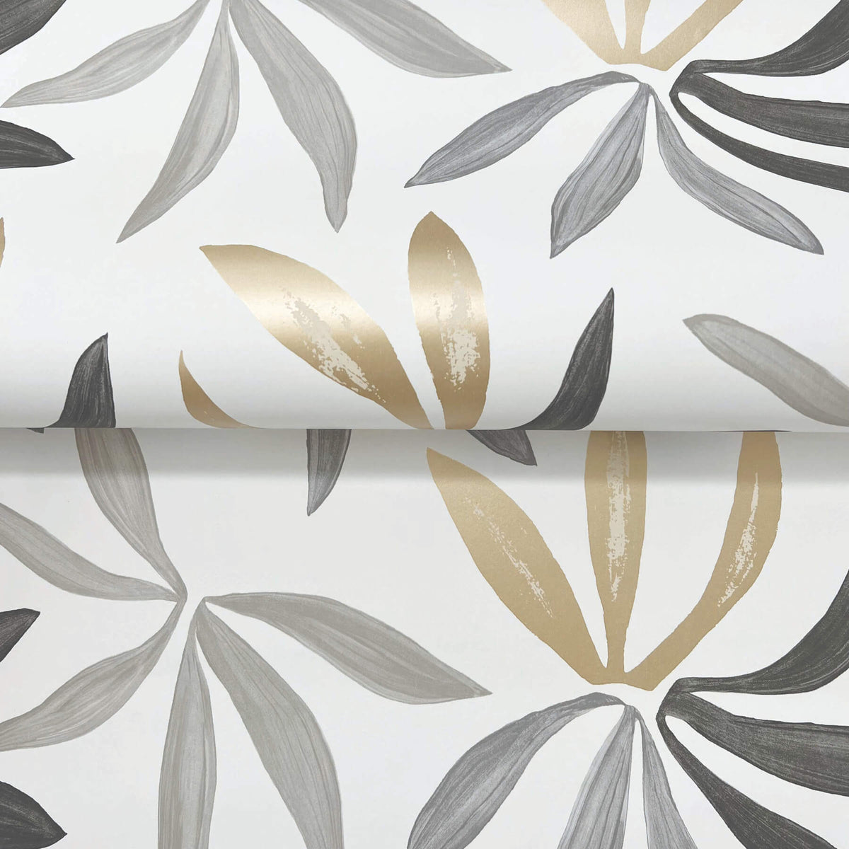 York Artisan Studio Little Garden Wallpaper Sample - Graphite & Gold