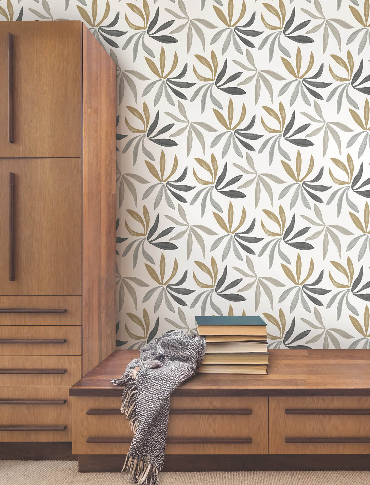 York Artisan Studio Little Garden Wallpaper Sample - Graphite & Gold