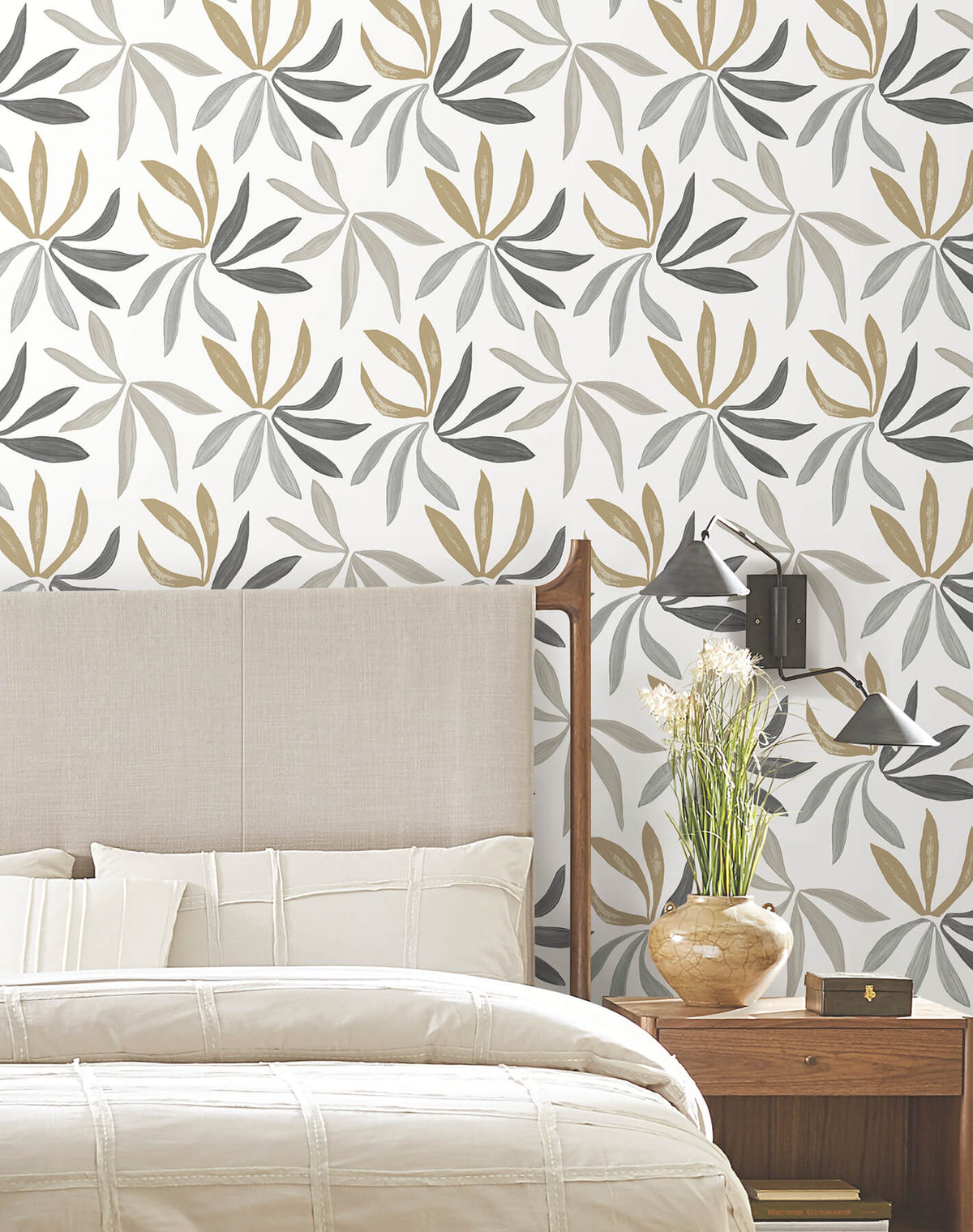 York Artisan Studio Little Garden Wallpaper Sample - Graphite & Gold