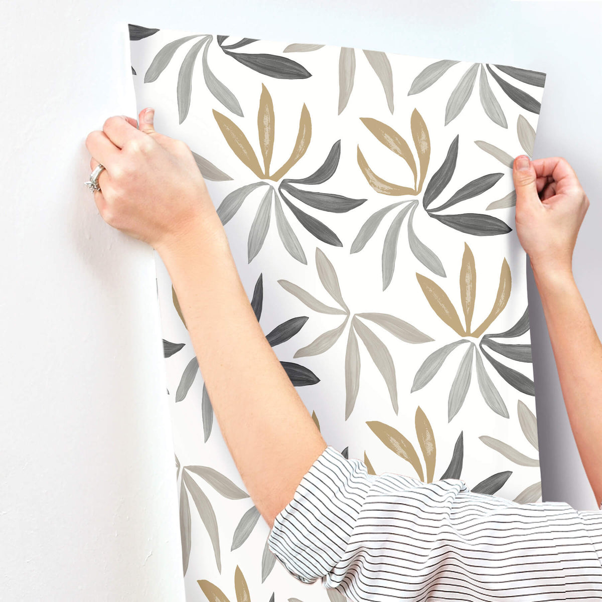 York Artisan Studio Little Garden Wallpaper Sample - Graphite & Gold