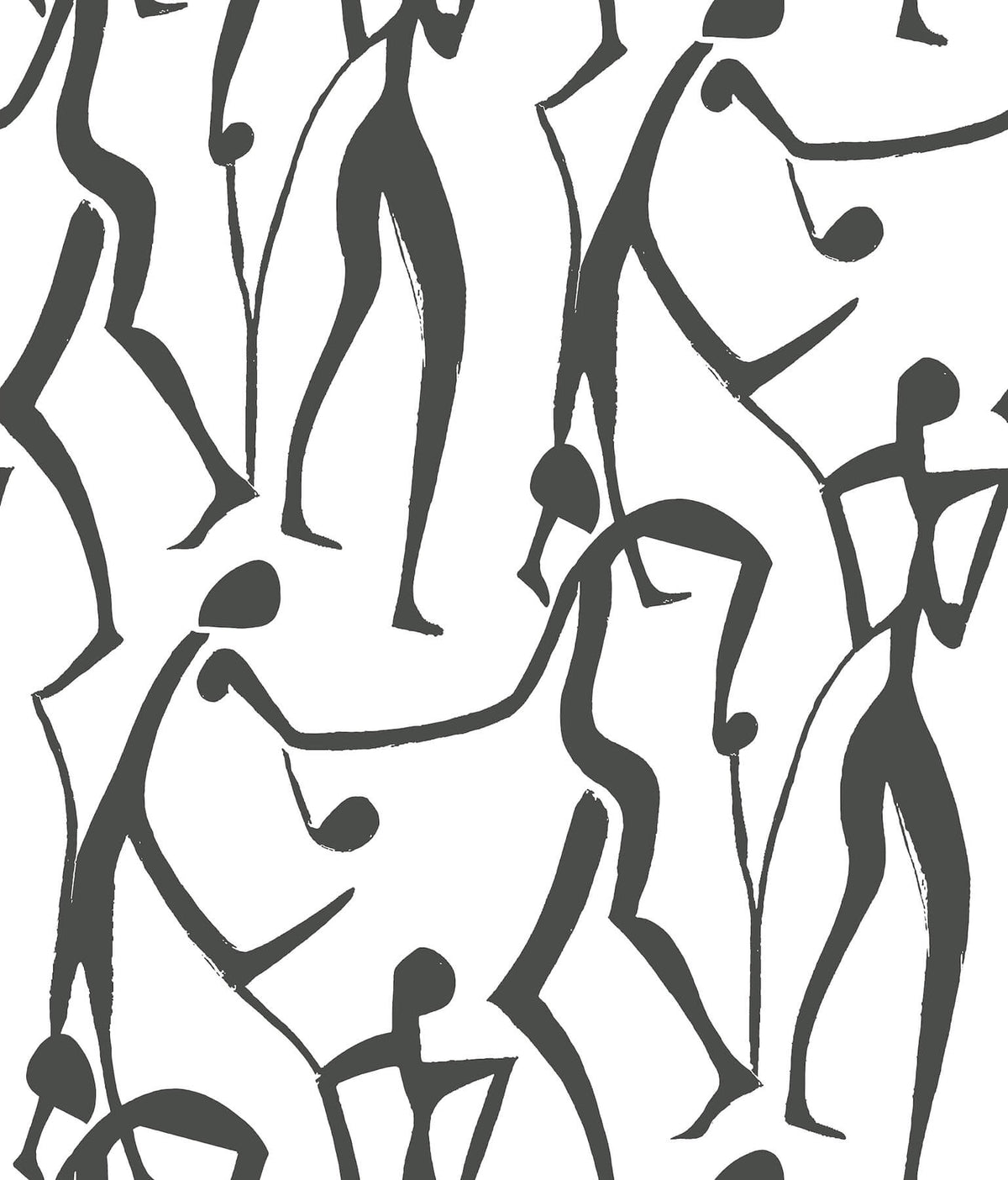York Artisan Studio Joyful Dancers Wallpaper - Carbon Black