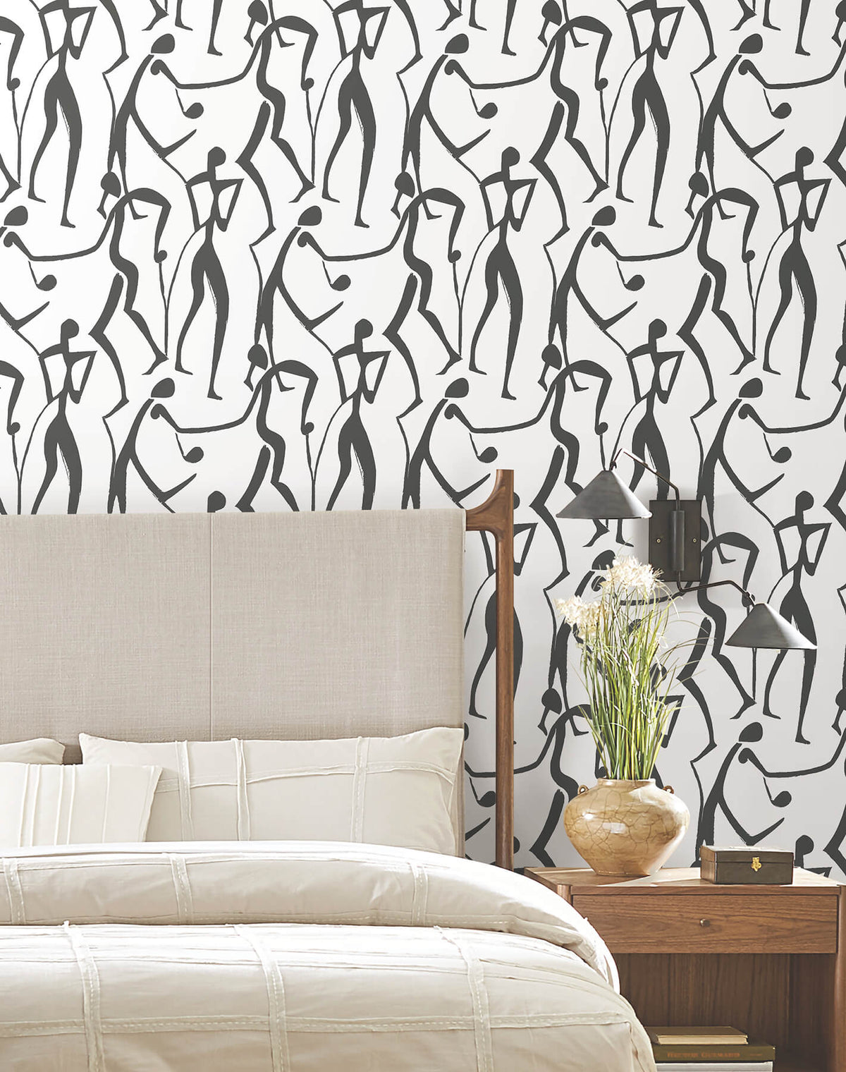 York Artisan Studio Joyful Dancers Wallpaper - Carbon Black