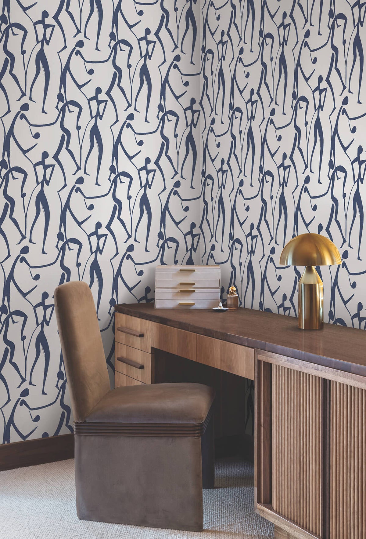 York Artisan Studio Joyful Dancers Wallpaper - Ultramarine