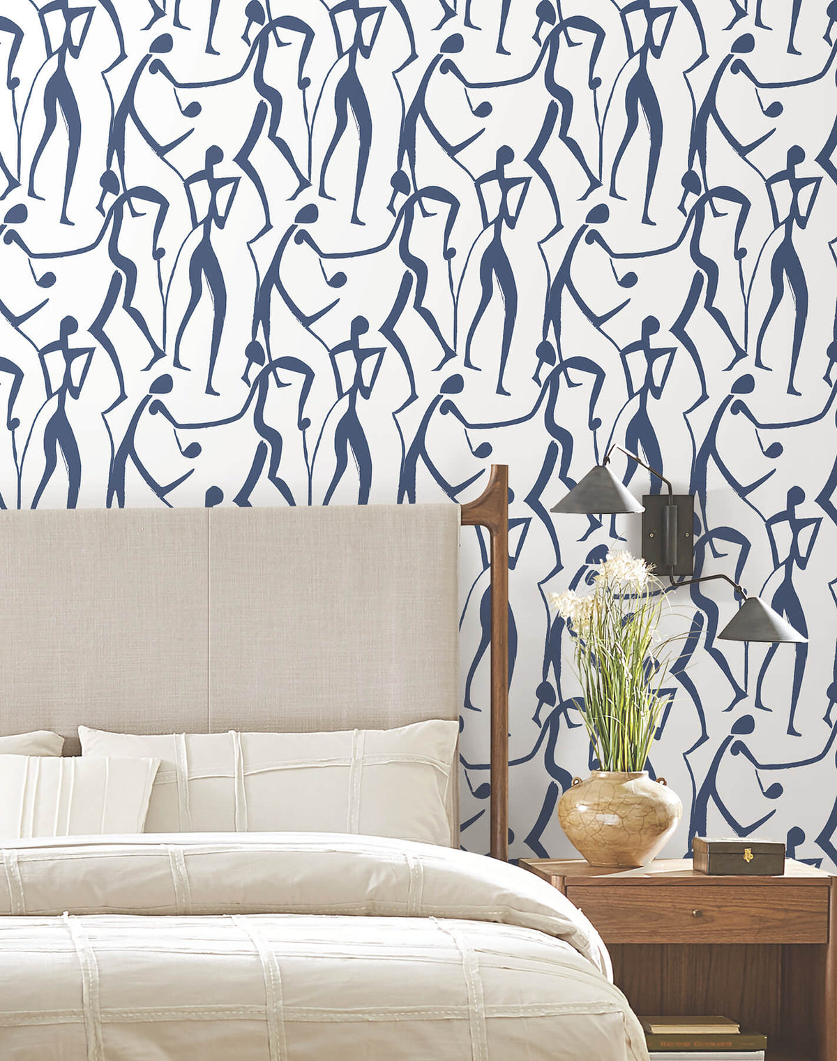 York Artisan Studio Joyful Dancers Wallpaper - Ultramarine