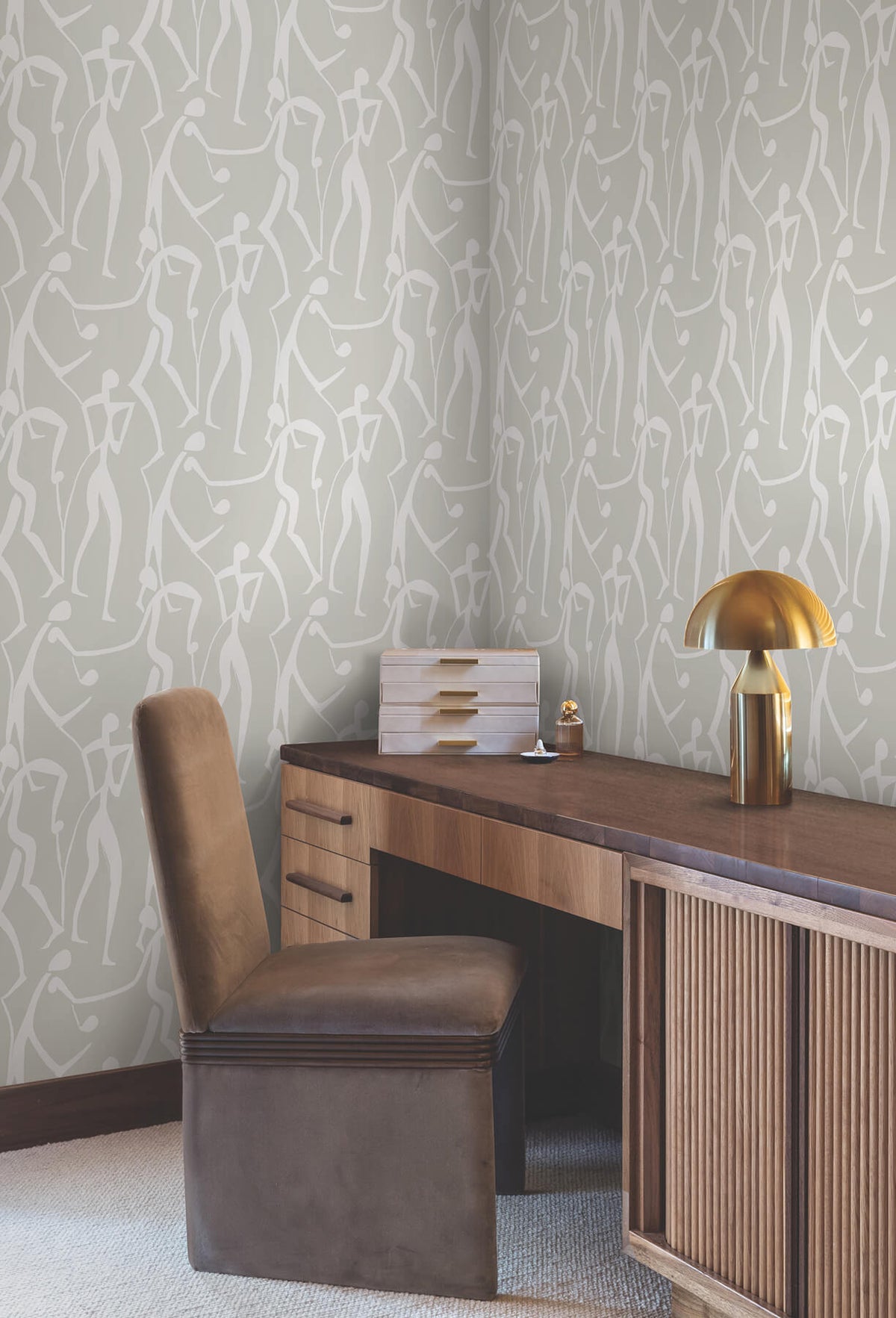 York Artisan Studio Joyful Dancers Wallpaper - Lichen Grey