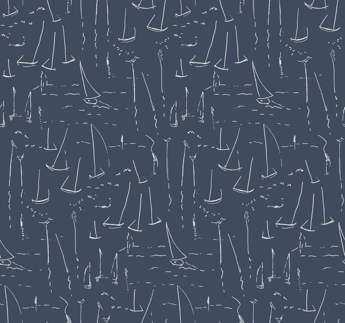 York Artisan Studio Vermillion Coast Wallpaper Sample - Ultramarine