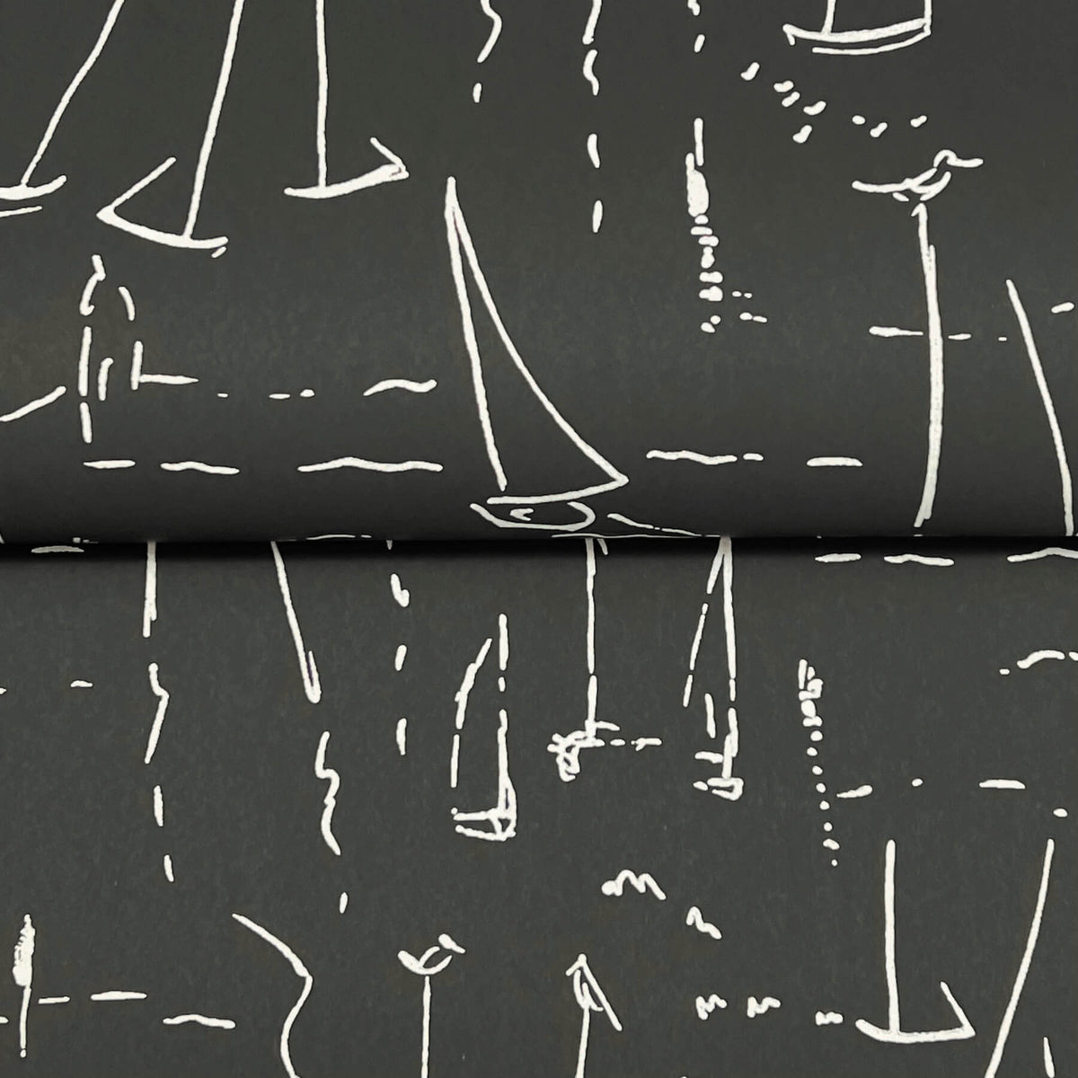 York Artisan Studio Vermillion Coast Wallpaper - Carbon Black