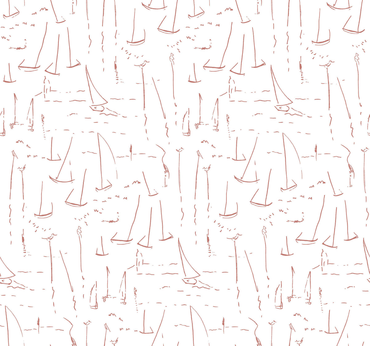 York Artisan Studio Vermillion Coast Wallpaper - Vermillion