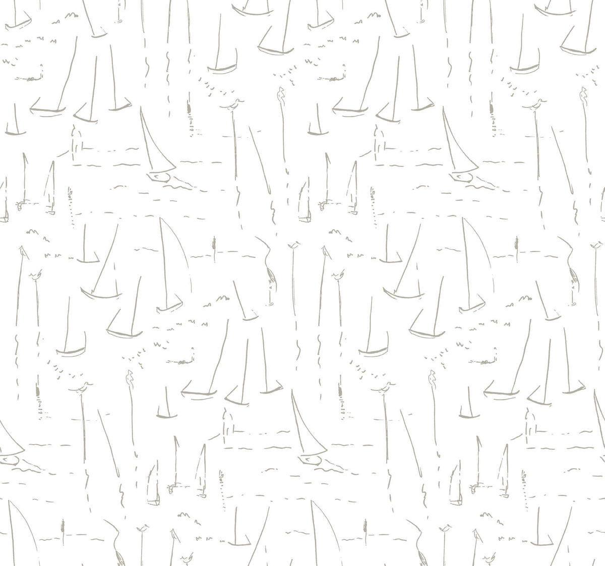 York Artisan Studio Vermillion Coast Wallpaper - Silver