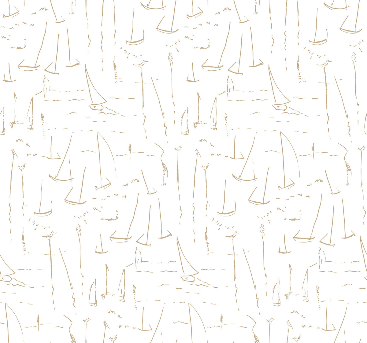 York Artisan Studio Vermillion Coast Wallpaper - Gold