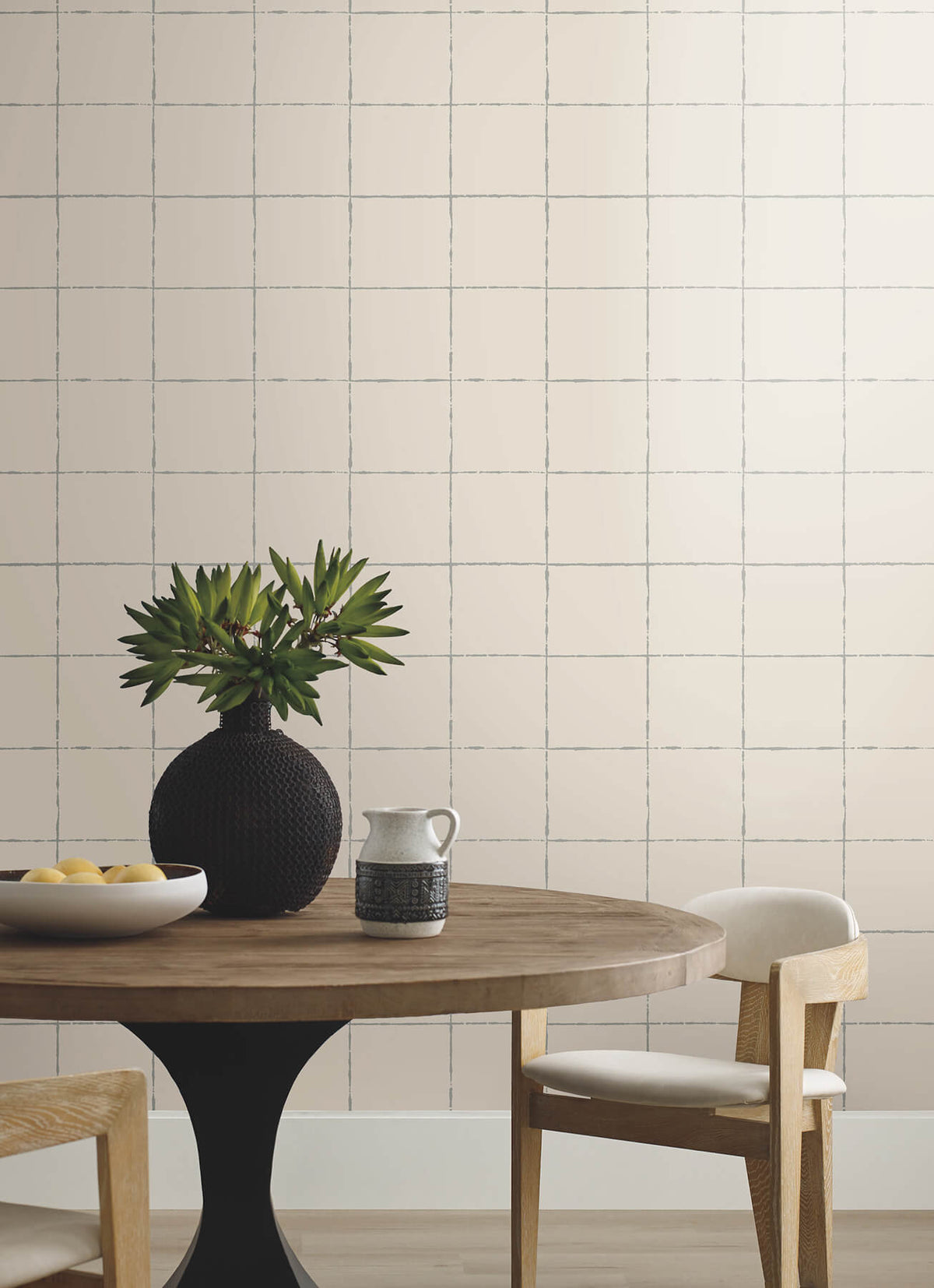 York Artisan Studio La Vitre Plaid Wallpaper Sample - Lichen Grey