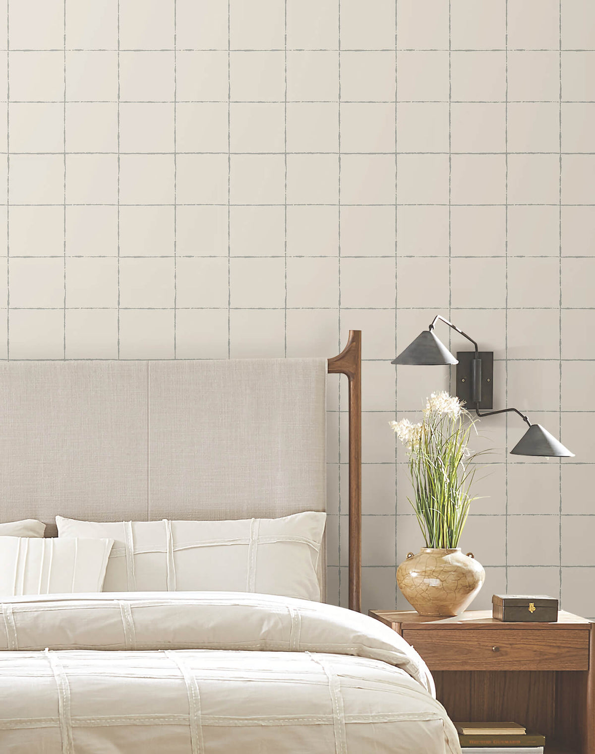 York Artisan Studio La Vitre Plaid Wallpaper Sample - Lichen Grey