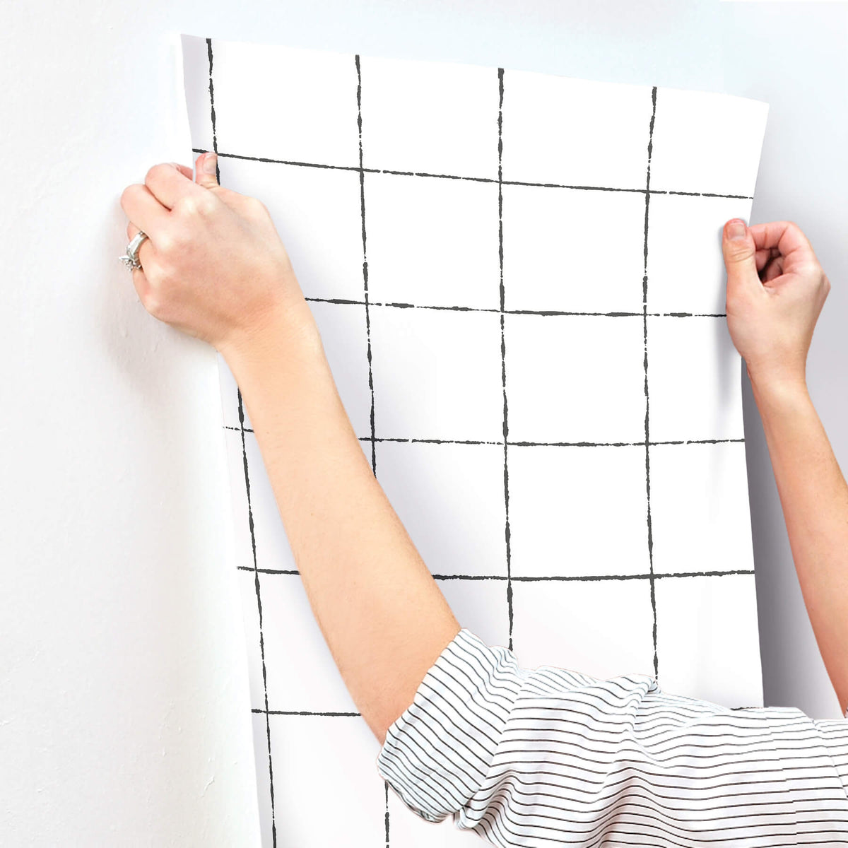 York Artisan Studio La Vitre Plaid Wallpaper Sample - Carbon Black