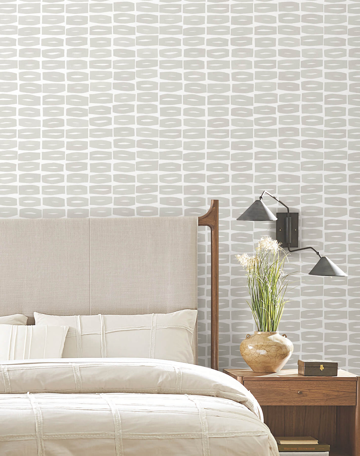 York Artisan Studio Modernist Motif Wallpaper - Lichen Grey