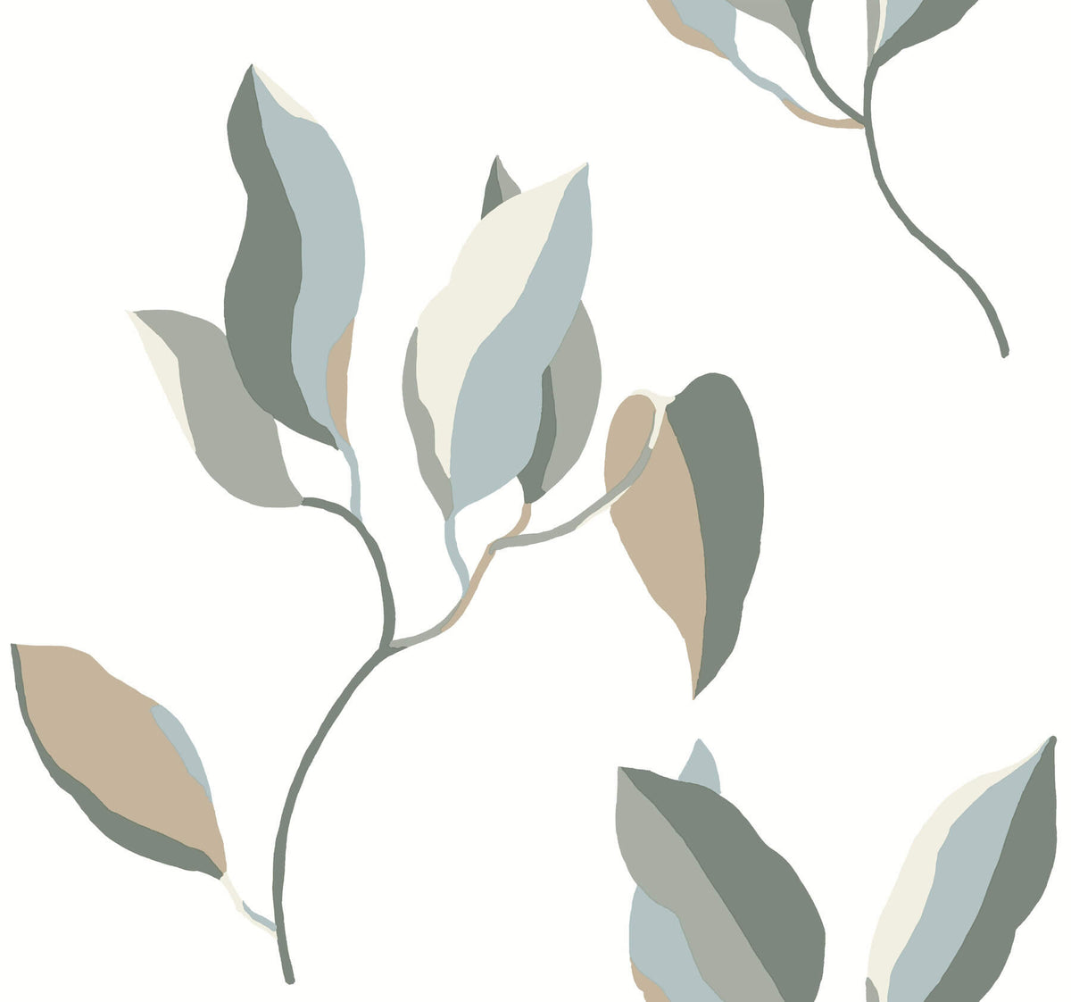 York Artisan Studio Brushwork Branches Wallpaper Sample - Mineral & Olive