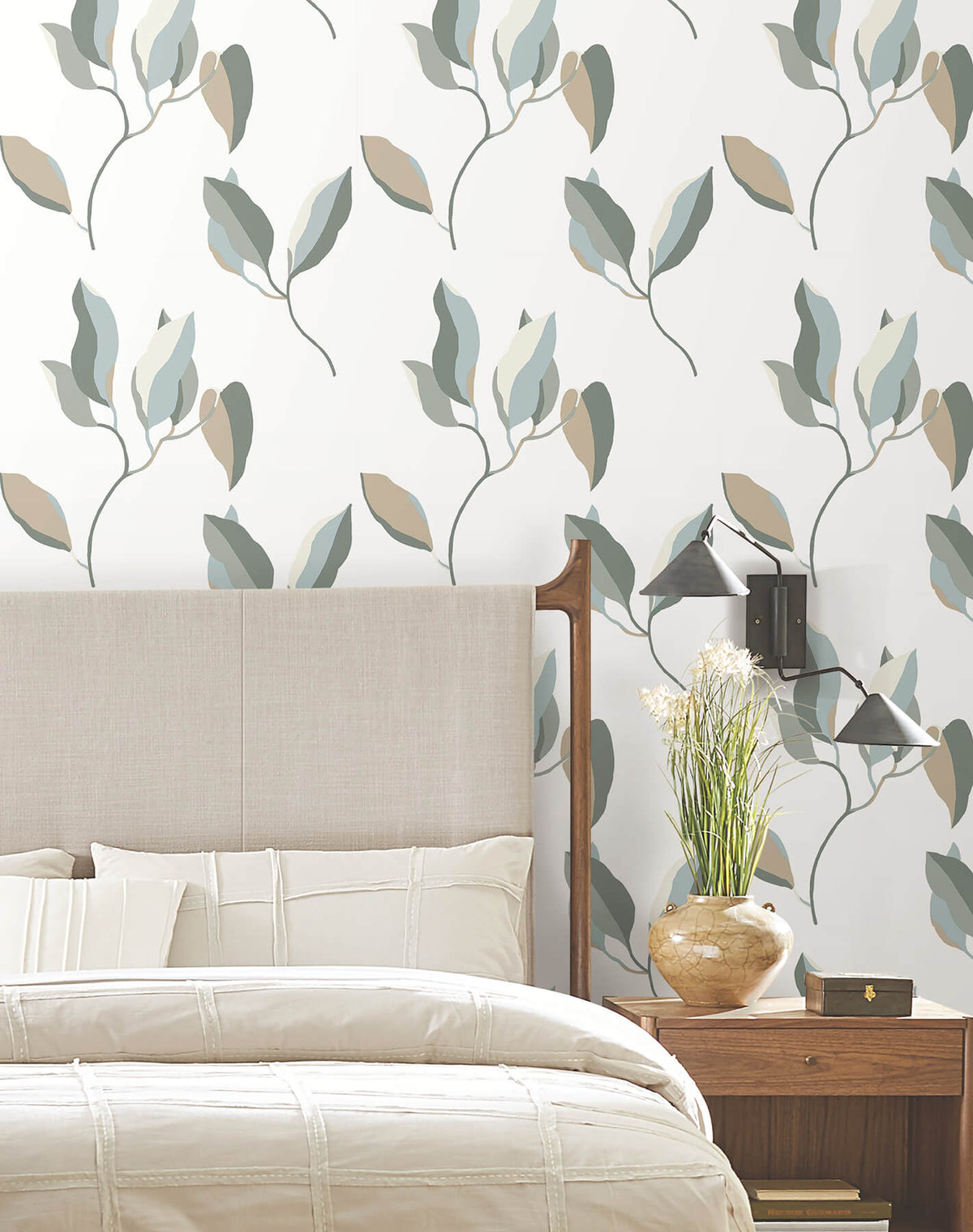 York Artisan Studio Brushwork Branches Wallpaper Sample - Mineral & Olive