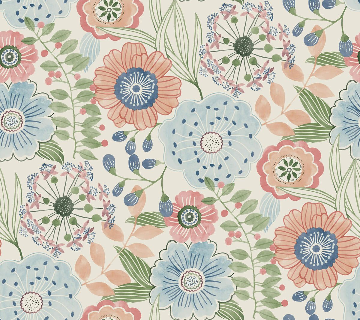 York Artisan Studio Artistic Bouquet Wallpaper Sample - Multicolor