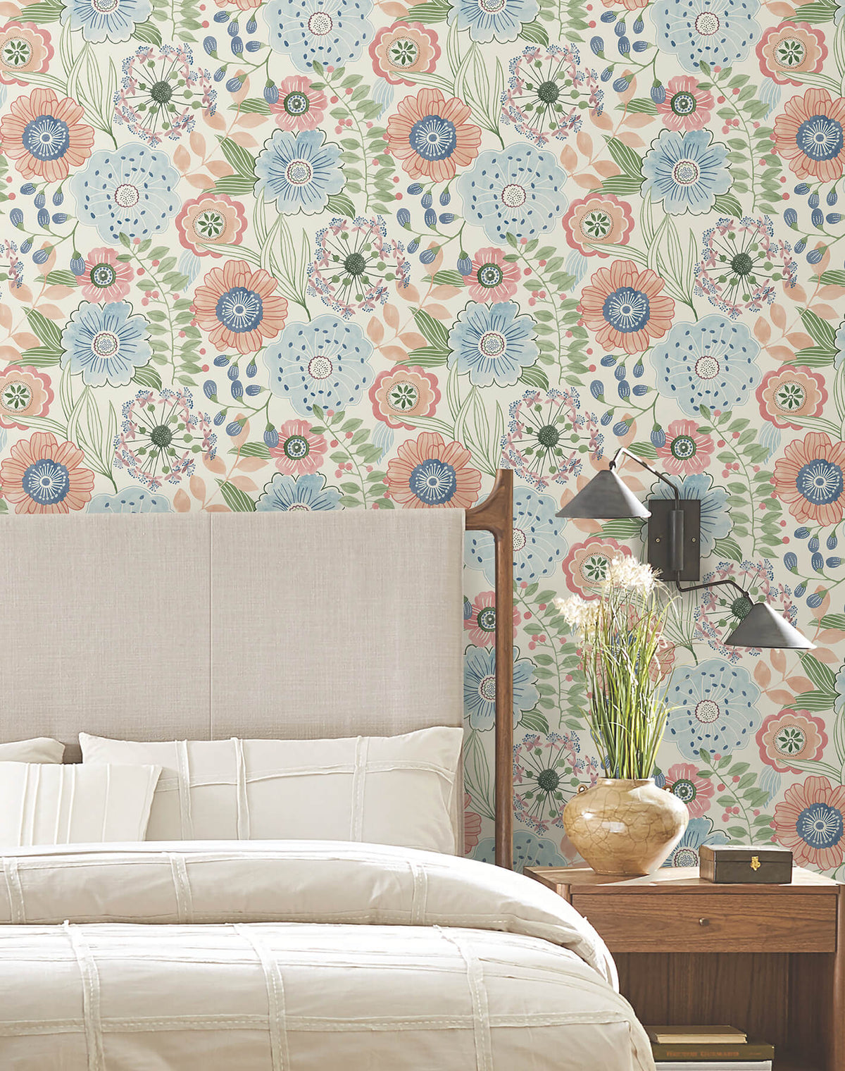 York Artisan Studio Artistic Bouquet Wallpaper Sample - Multicolor