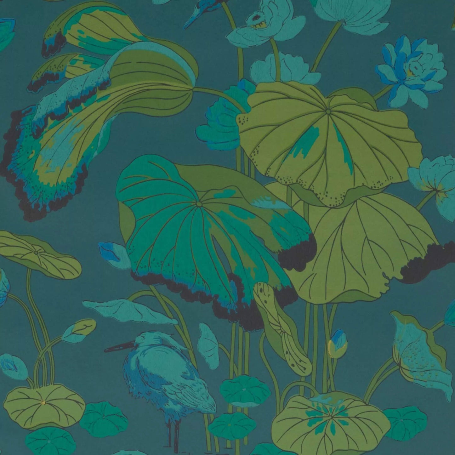 G P & J Baker Nympheus Wallpaper - Teal