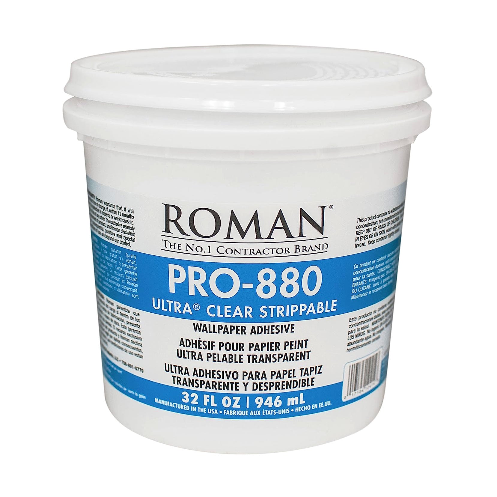 Roman PRO-880 Ultra Clear Strippable Wallpaper Paste 32 oz – US Wall Decor