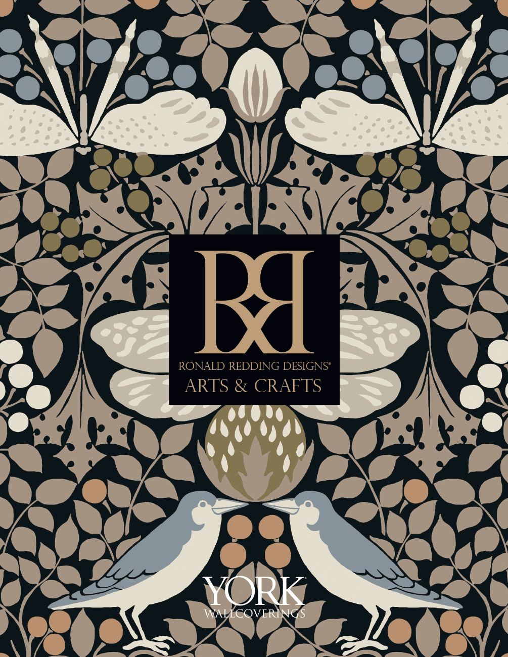 Ronald Redding Arts & Crafts Calluna Wallpaper - White & Taupe