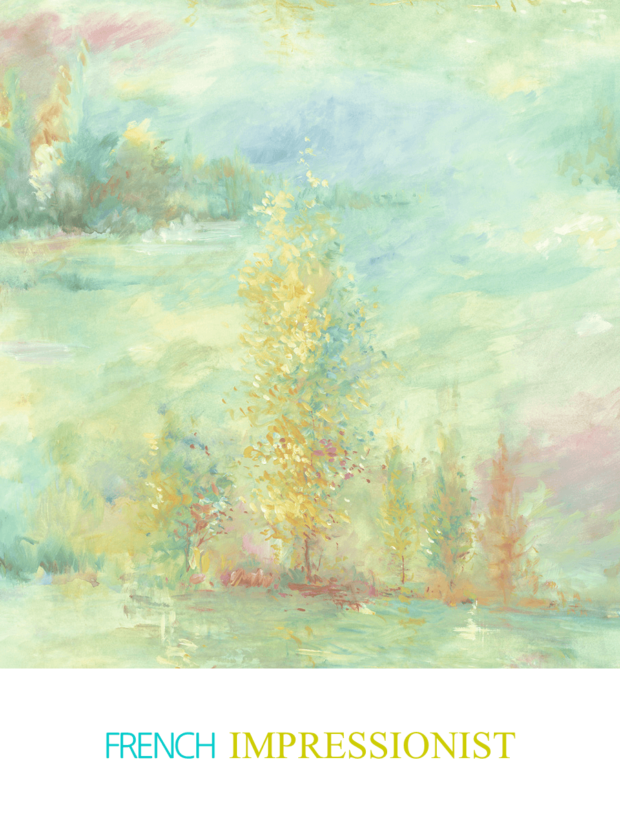 Seabrook French Impressionist Vinyl Faux Wallpaper - Blue