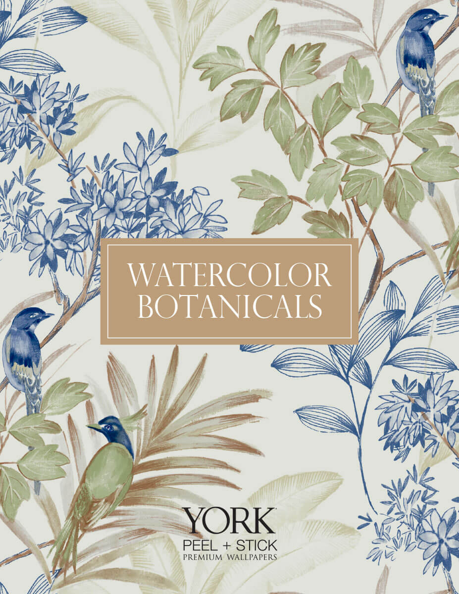 York Watercolor Botanicals Floral Dreams Peel & Stick Wallpaper - Grey