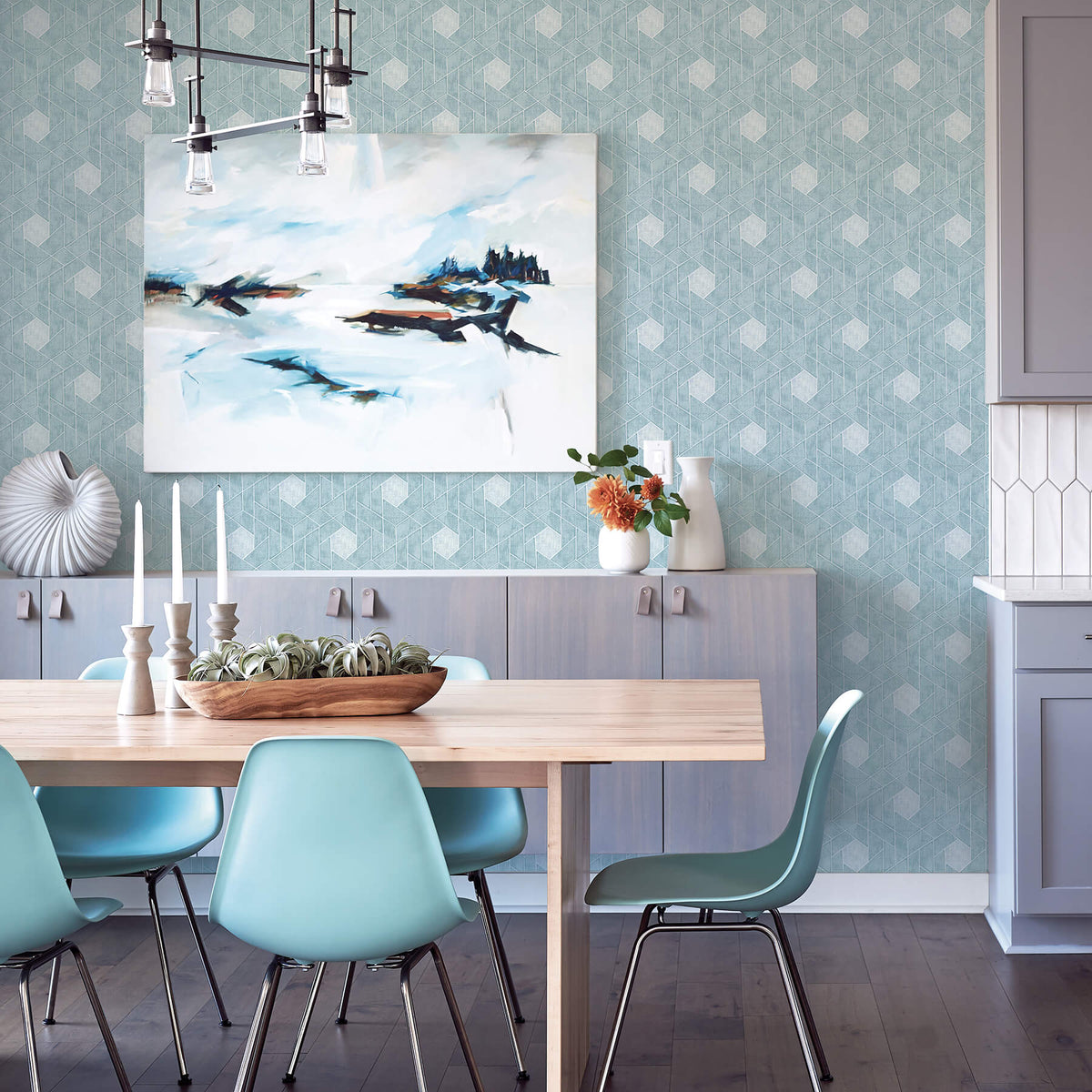 Scott Living Granada Geometric Wallpaper - Aqua