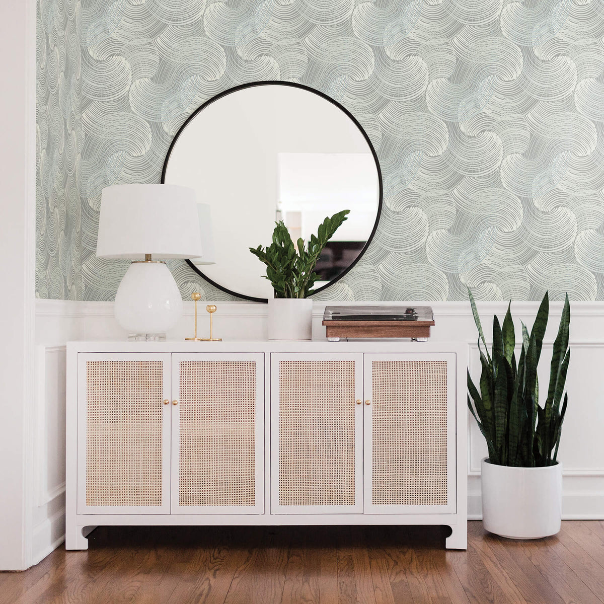 Scott Living Karson Swirling Geometric Wallpaper - Teal