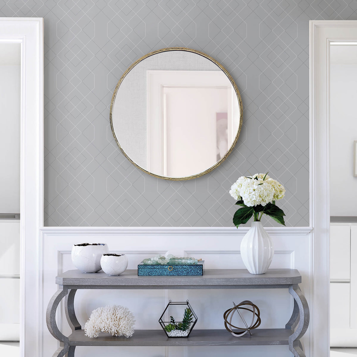 Scott Living Ballard Geometric Wallpaper - Pewter