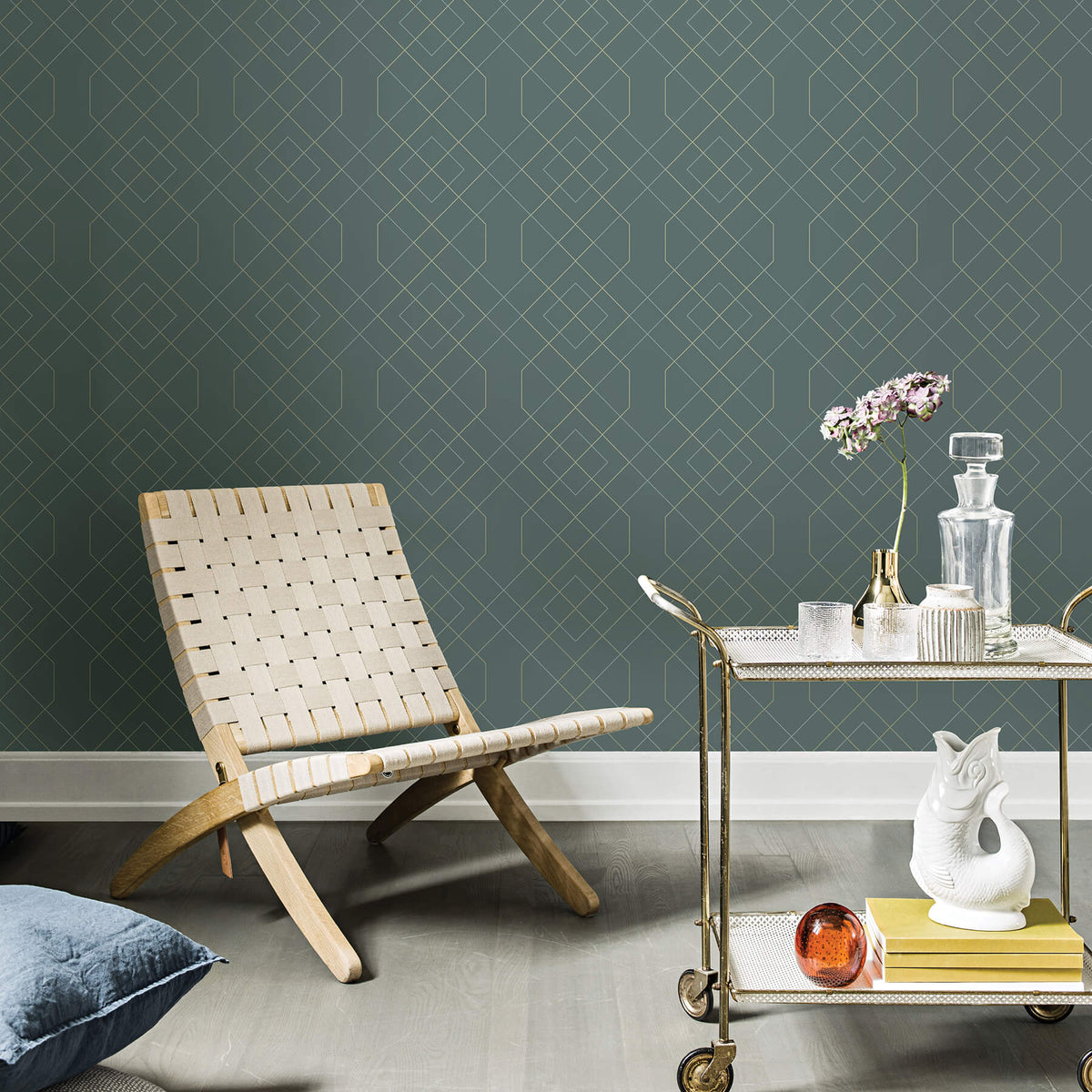 Scott Living Ballard Geometric Wallpaper - Teal