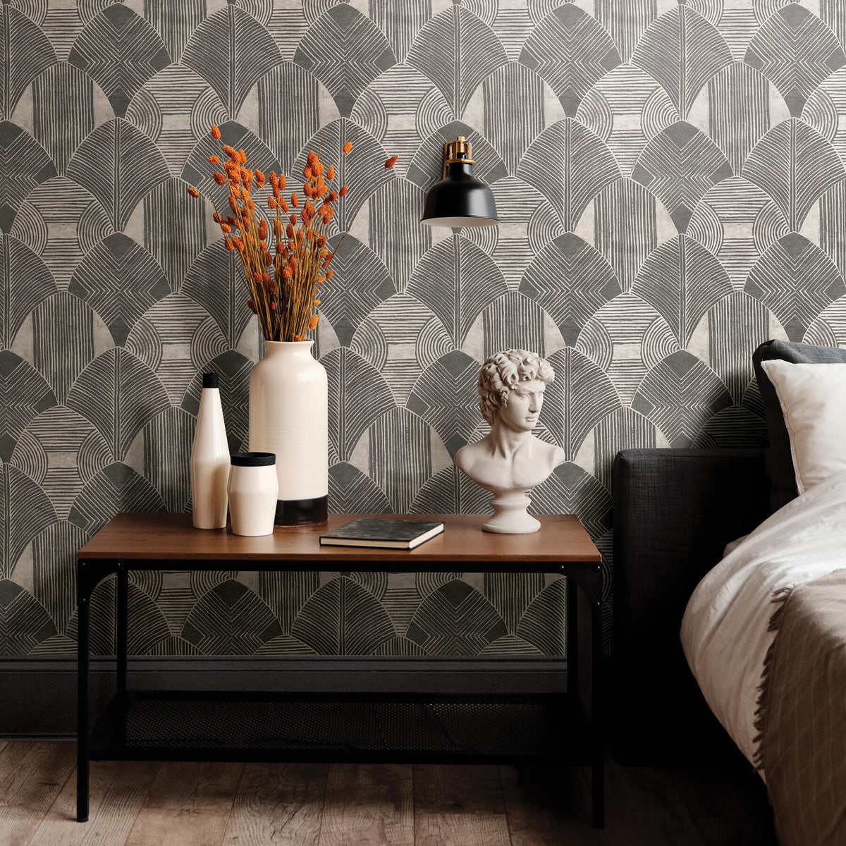Scott Living Westport Geometric Wallpaper - Charcoal