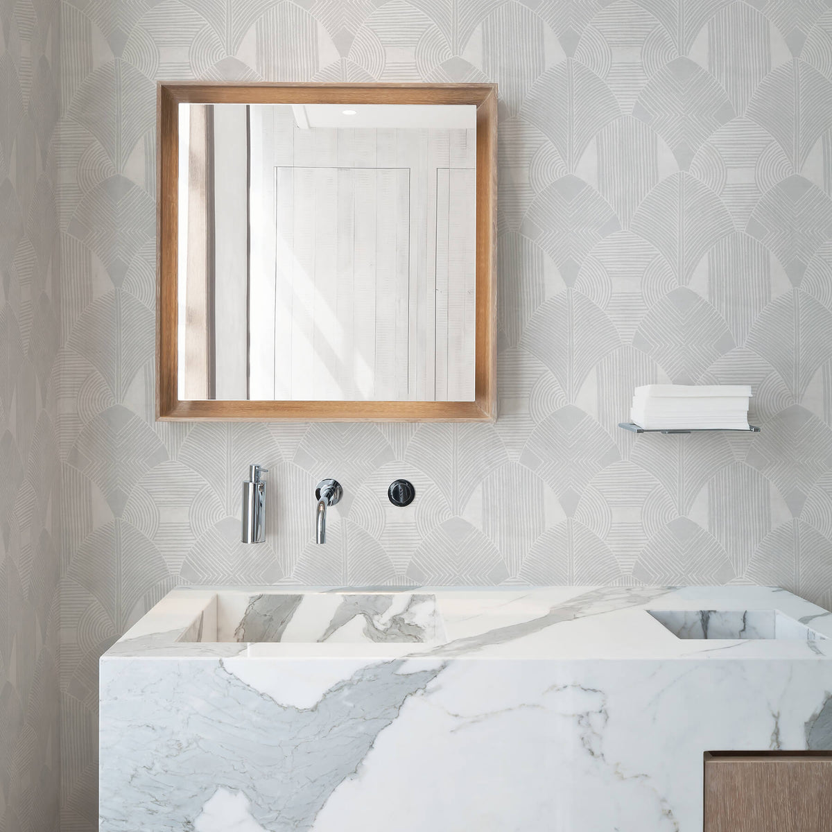 Scott Living Westport Geometric Wallpaper - Dove White