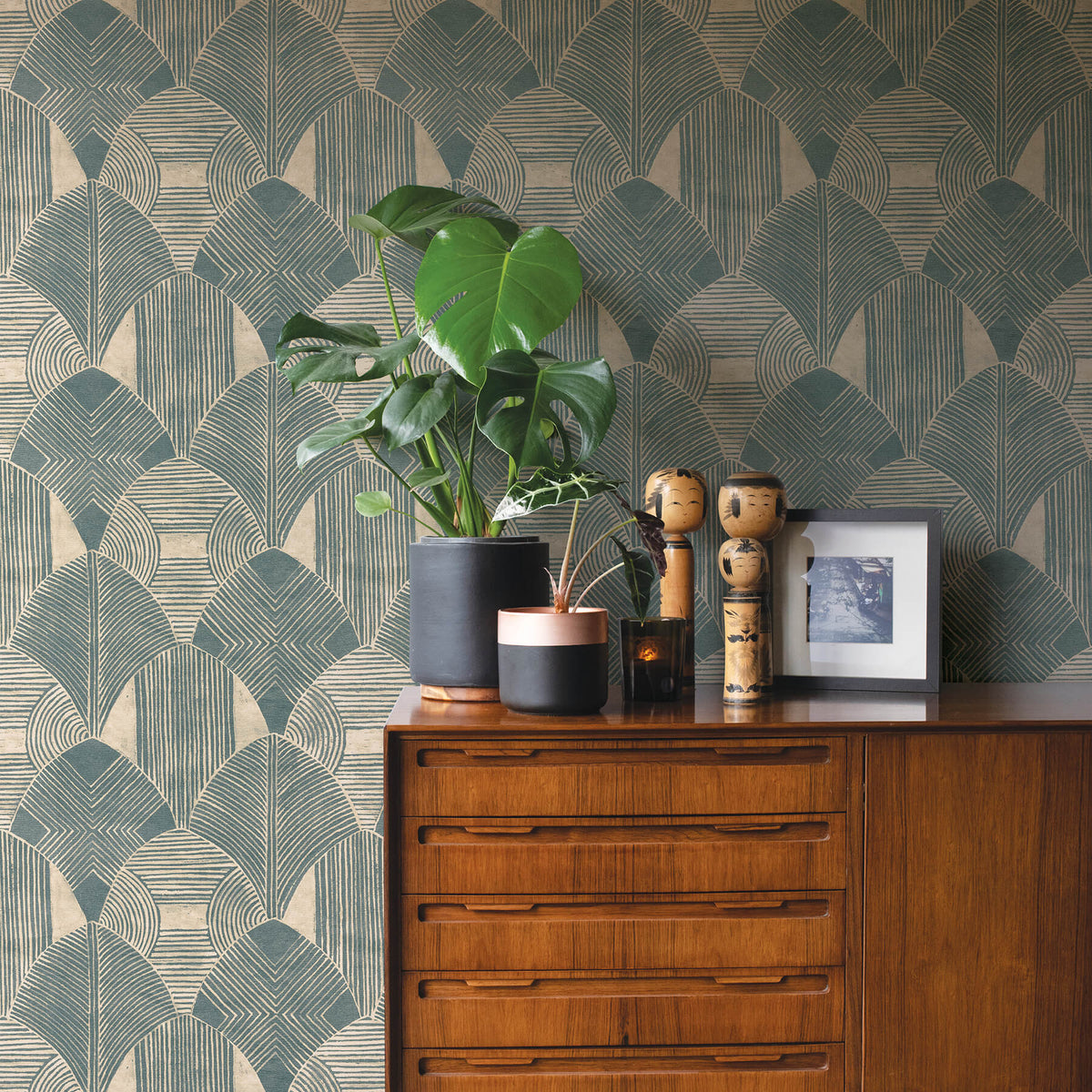 Scott Living Westport Geometric Wallpaper - Teal