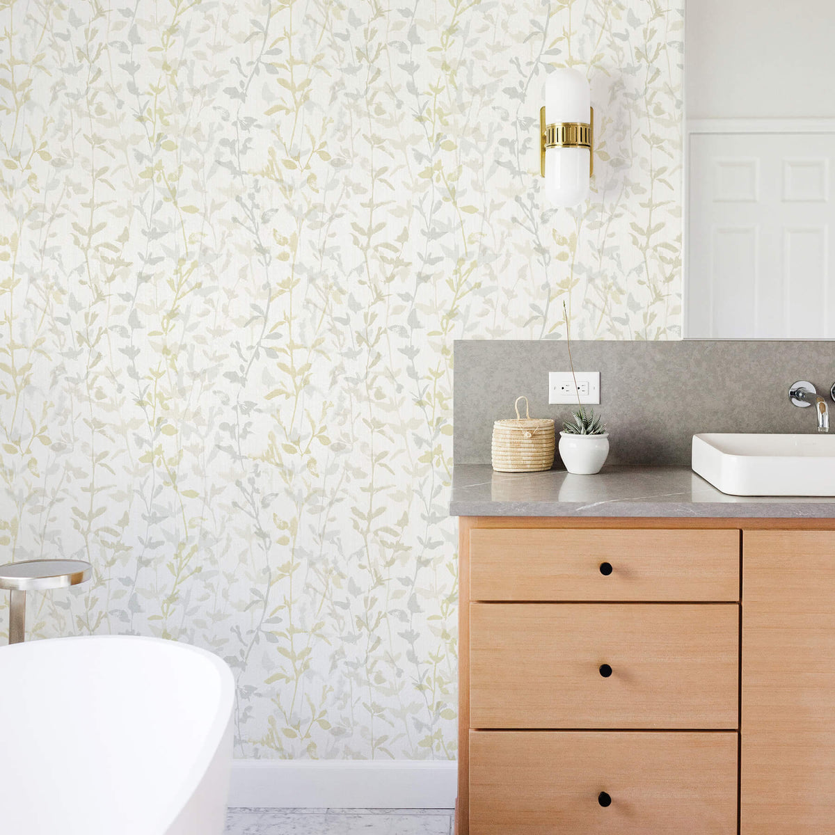Scott Living Thea Floral Wallpaper - Light Gray