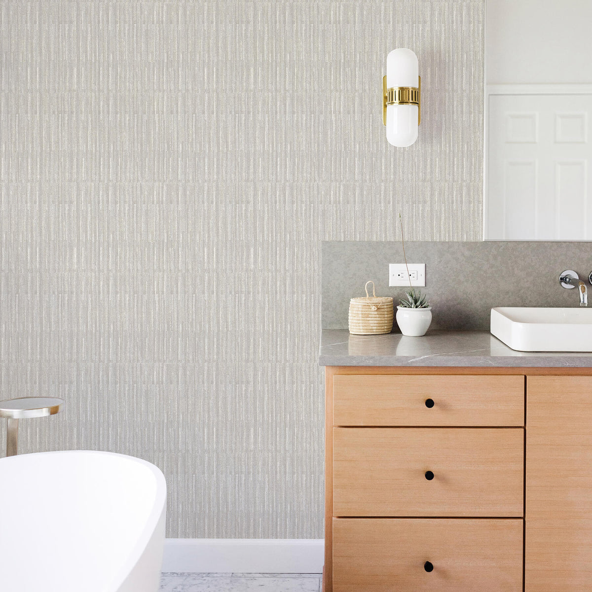 Scott Living Brixton Wallpaper - Light Grey