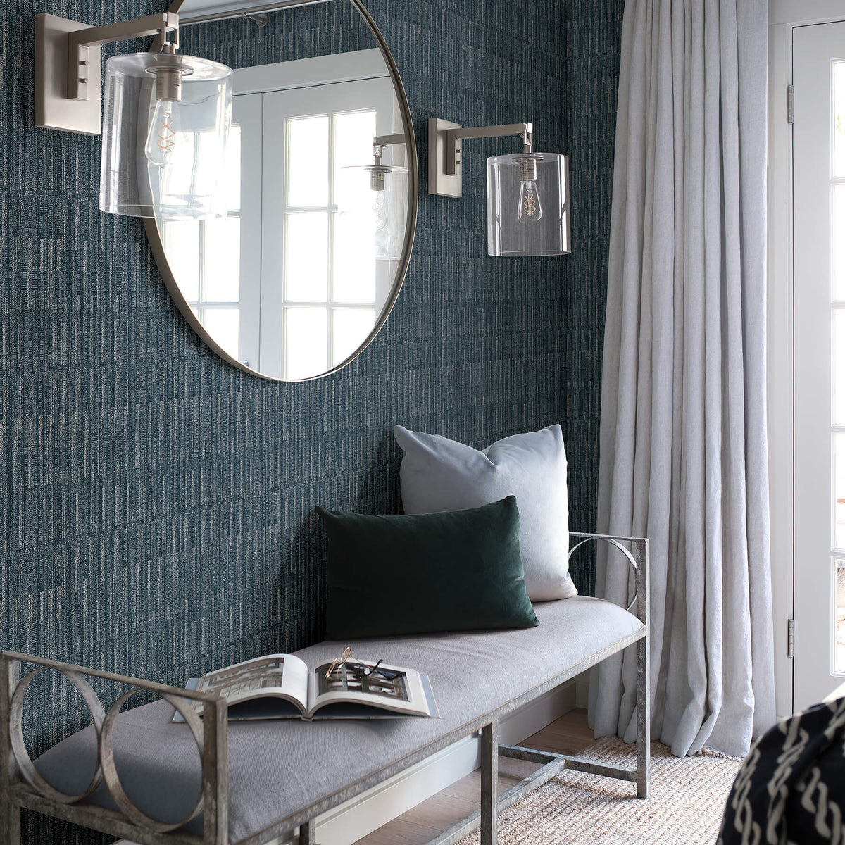 Scott Living Brixton Texture Wallpaper Sample - Indigo Blue