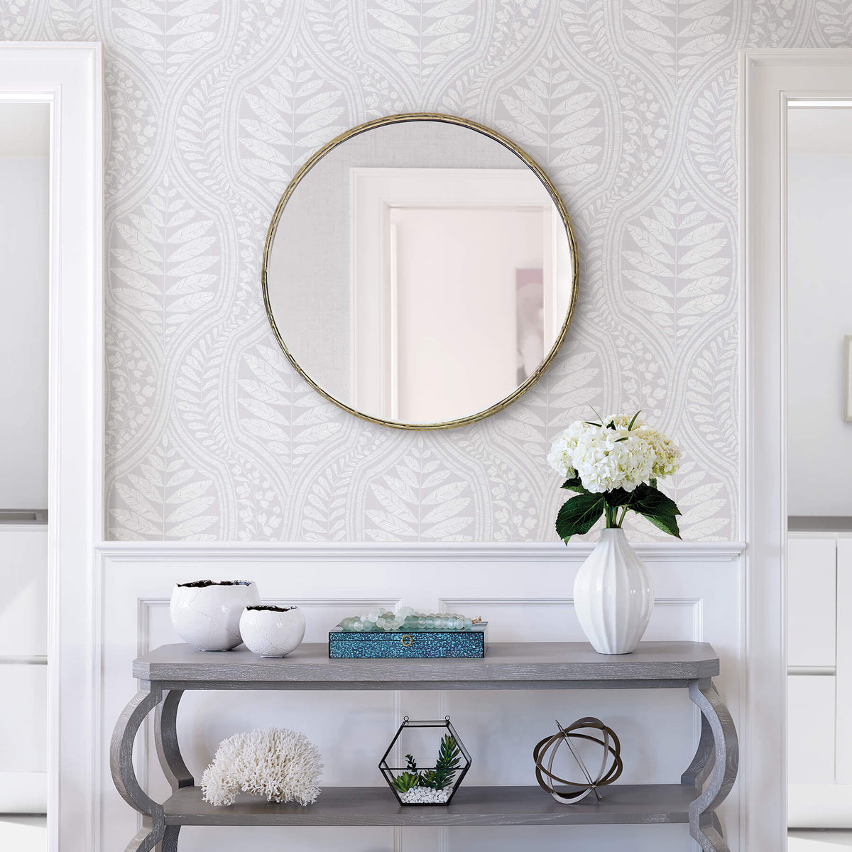 Scott Living Juno Ogee Wallpaper - Light Grey
