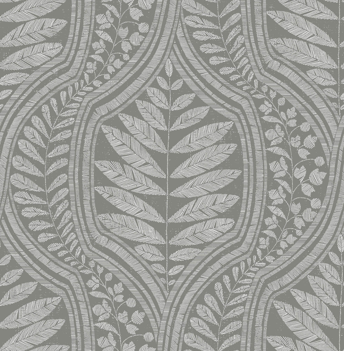 Scott Living Juno Ogee Wallpaper - Dark Grey