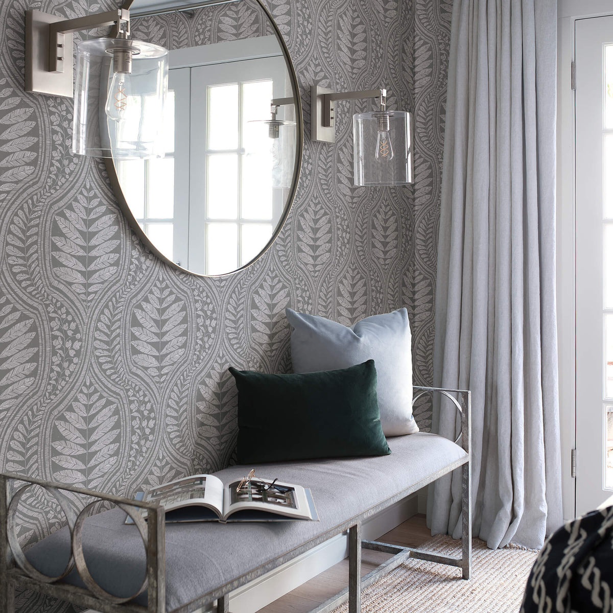 Scott Living Juno Ogee Wallpaper - Dark Grey
