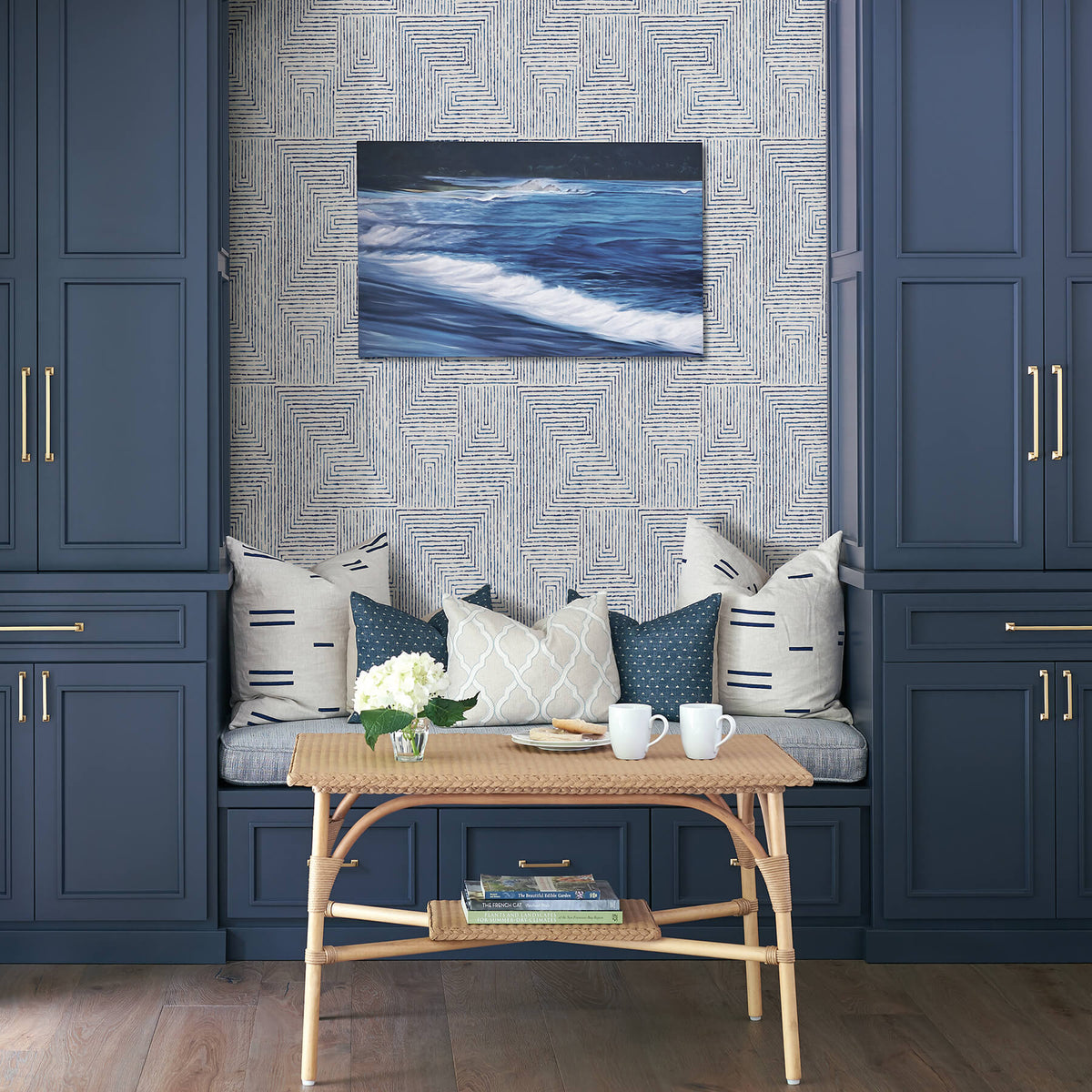 Scott Living Merritt Geometric Wallpaper - Indigo Blue