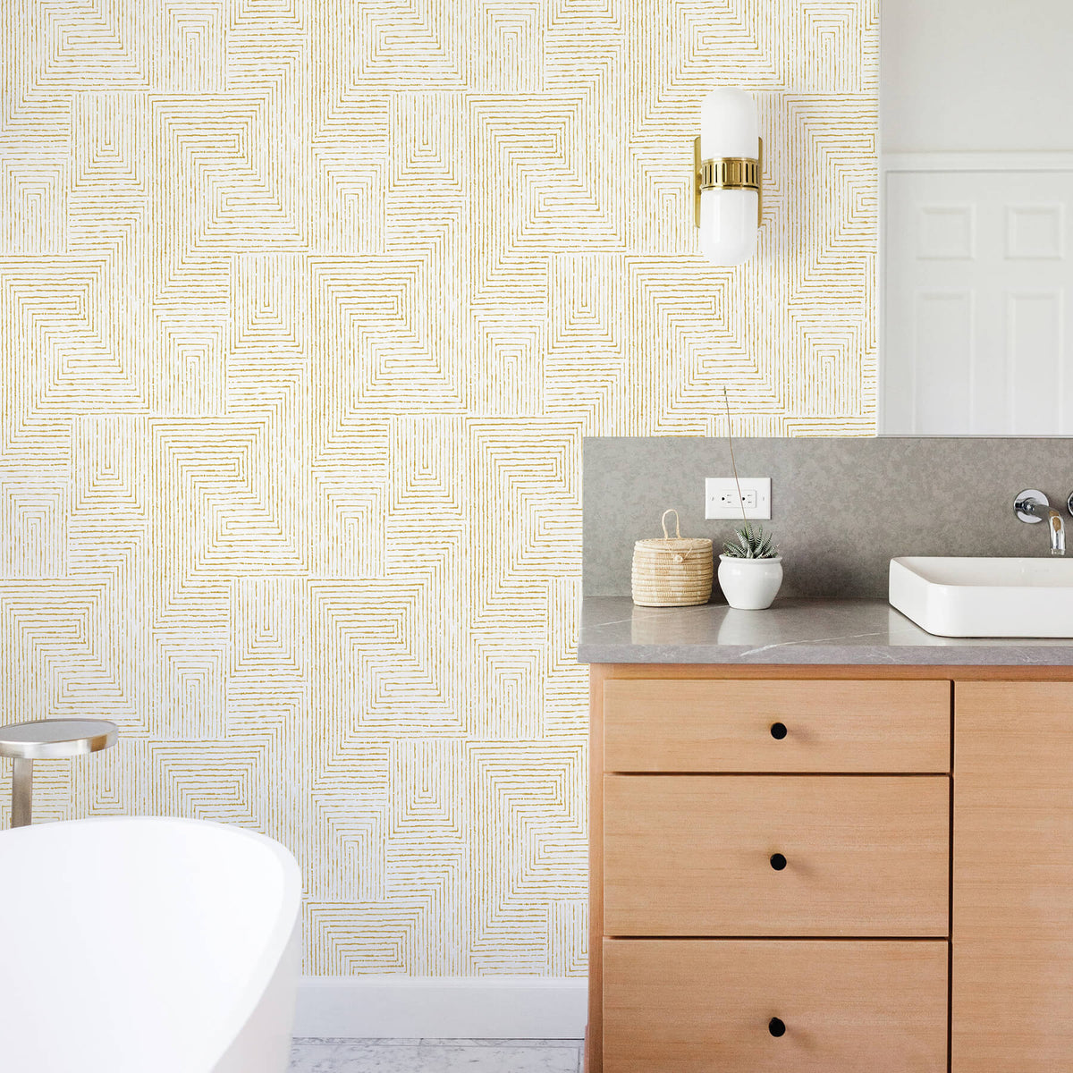 Scott Living Merritt Geometric Wallpaper - Honey