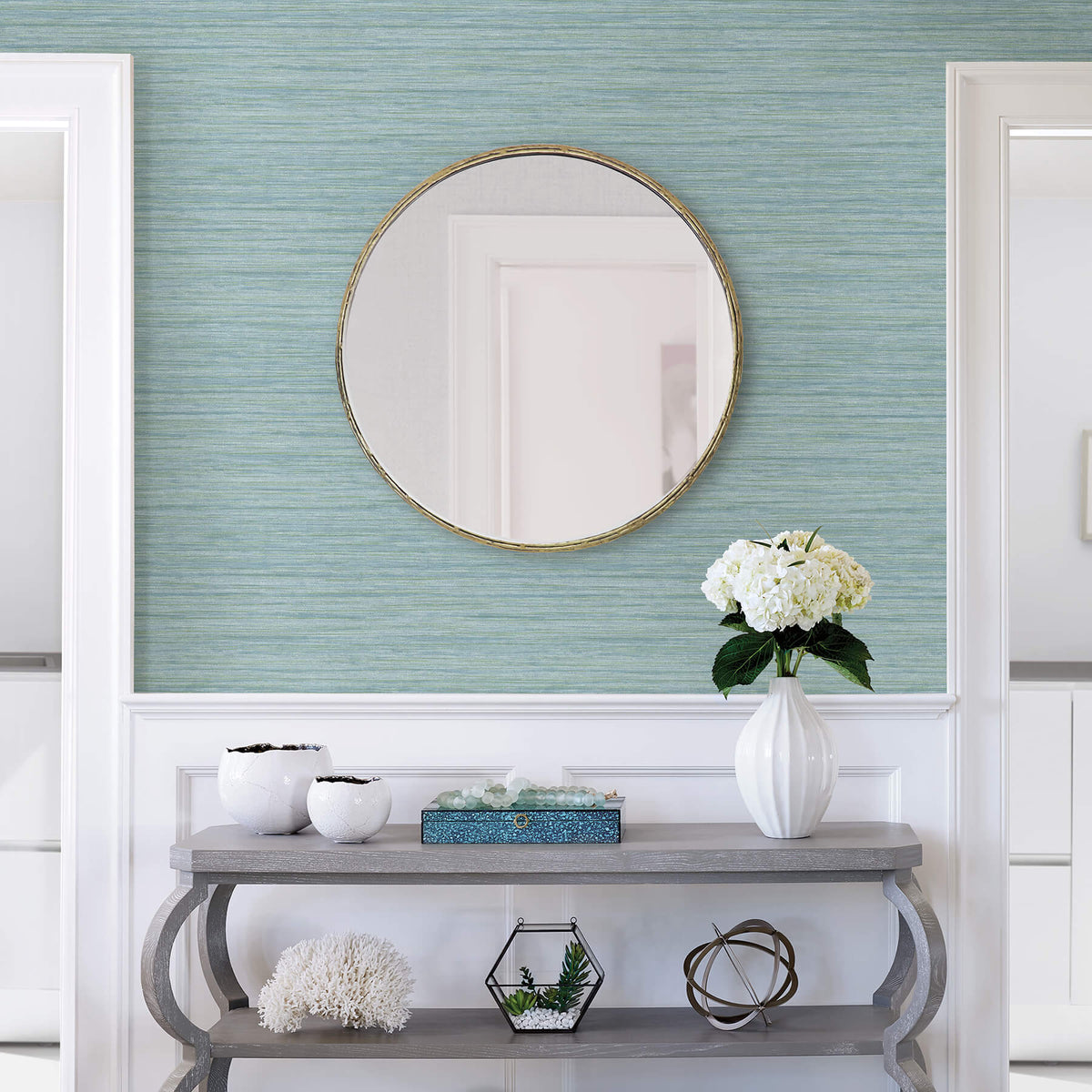 Scott Living Barnaby Faux Grasscloth Wallpaper - Light Blue