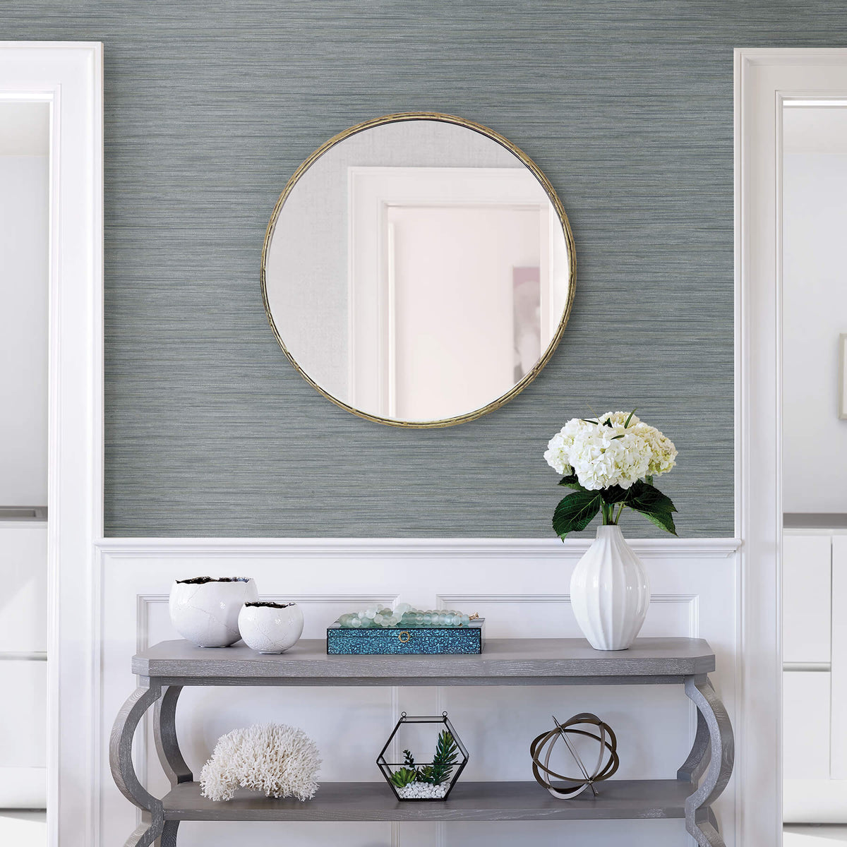 Scott Living Barnaby Faux Grasscloth Wallpaper - Slate