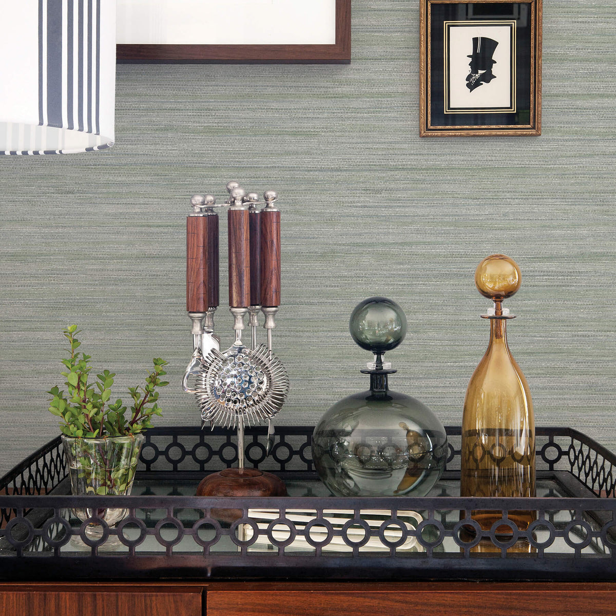 Scott Living Barnaby Faux Grasscloth Wallpaper - Sage