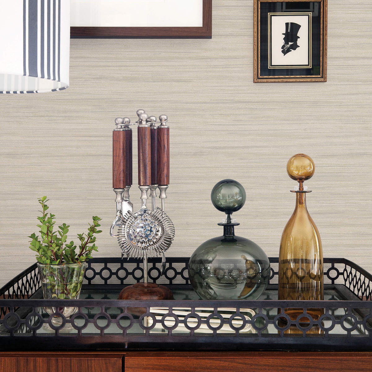 Scott Living Barnaby Faux Grasscloth Wallpaper - Light Grey