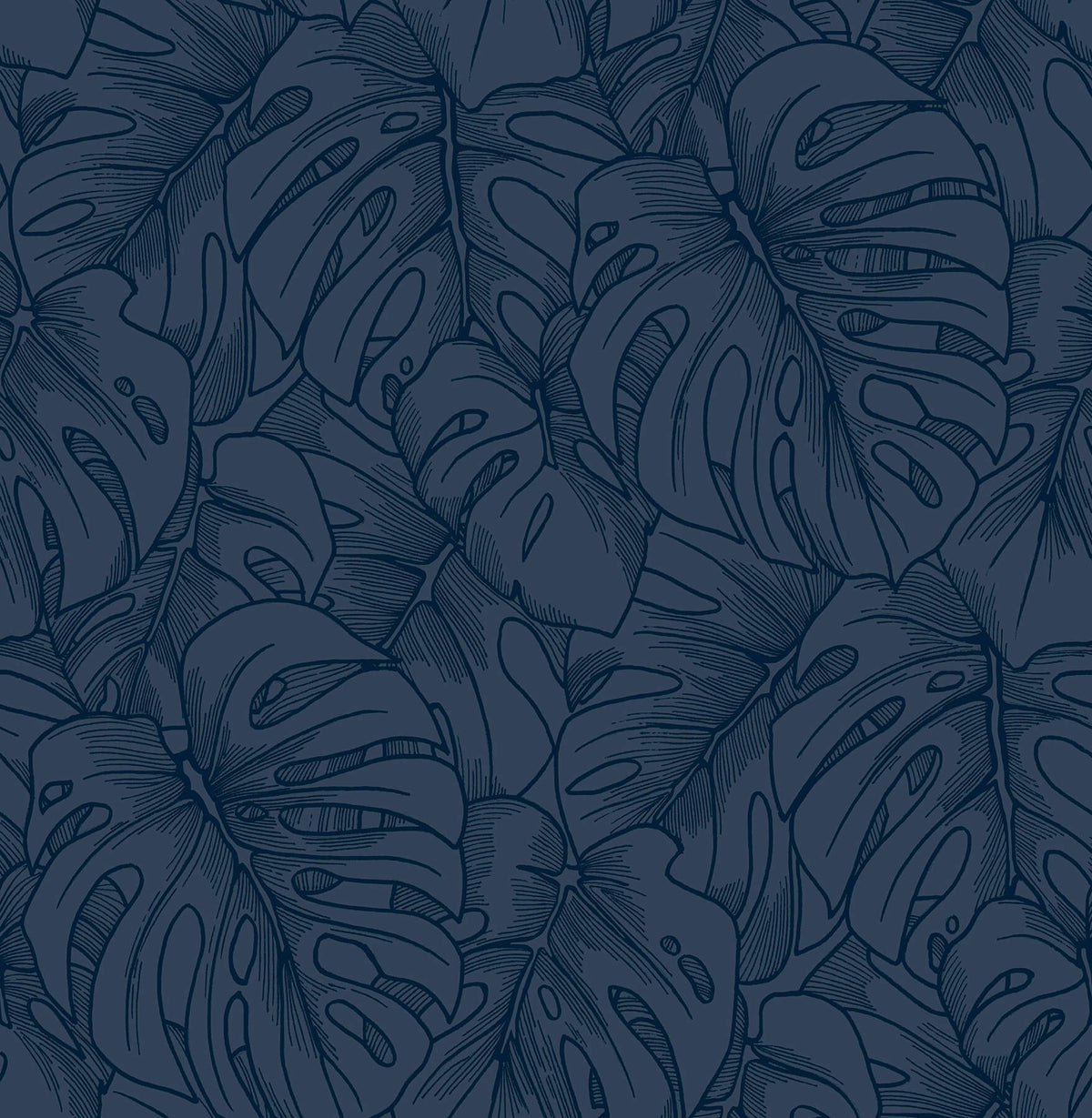 Scott Living Balboa Botanical Wallpaper - Indigo Blue
