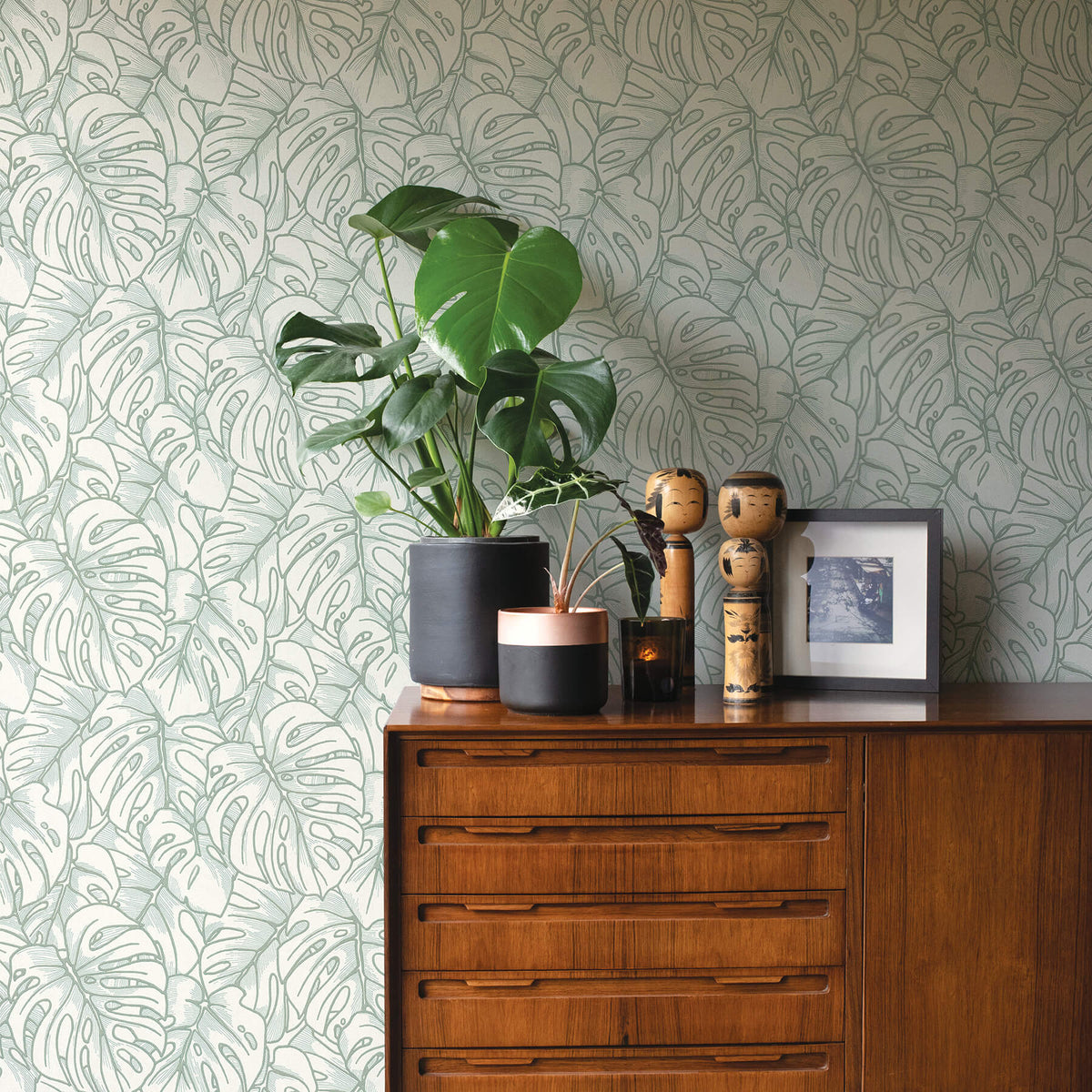 Scott Living Balboa Botanical Wallpaper Sample - Olive Green