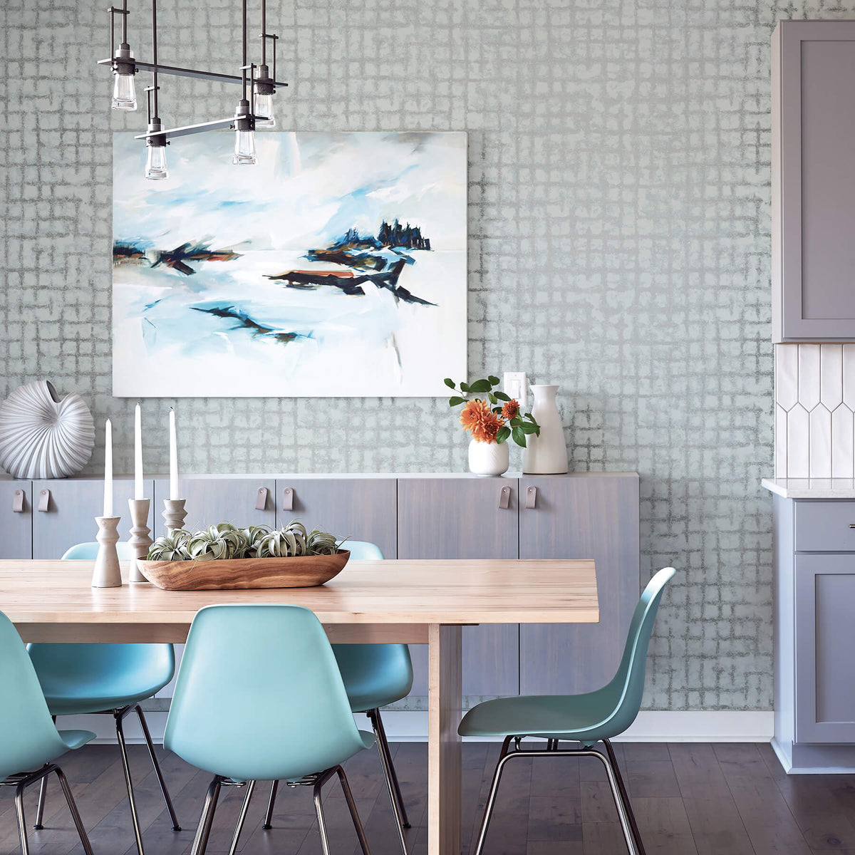 Scott Living Shea Distressed Geometric Wallpaper - Sky Blue